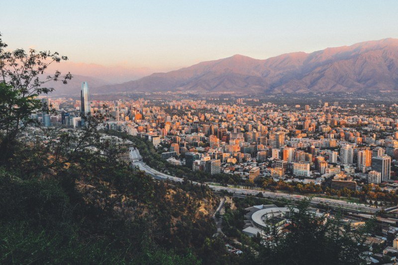 Santiago de Chile panoramic view from Cerro San Cristóbal with the Andes